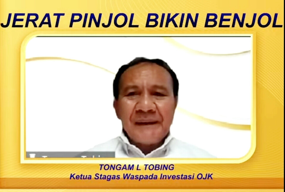 Ketua Satgas Waspada Investasi Investasi Tongam L Tobing  dalam diskusi bertajuk “Jerat Pinjol Ilegal Bikin Benjol”, Sabtu, 16 Oktober 2021.
