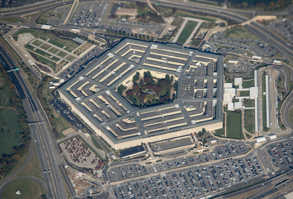 Pentagon, gedung Departemen Pertahanan Arlington, Virginia dekat Washington D.C, AS.