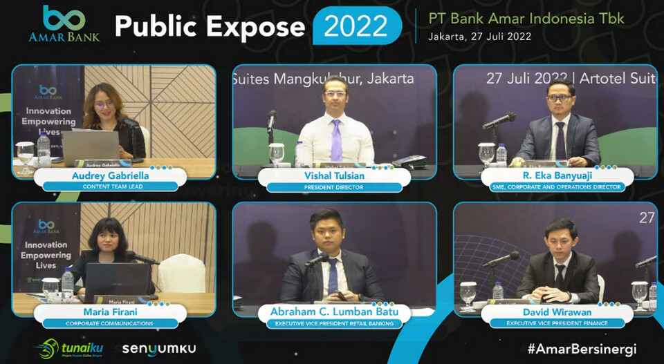 Public Expose PT Bank Amar Indonesia Tbk (Amar Bank) secara daring, 27 Juli 2022.