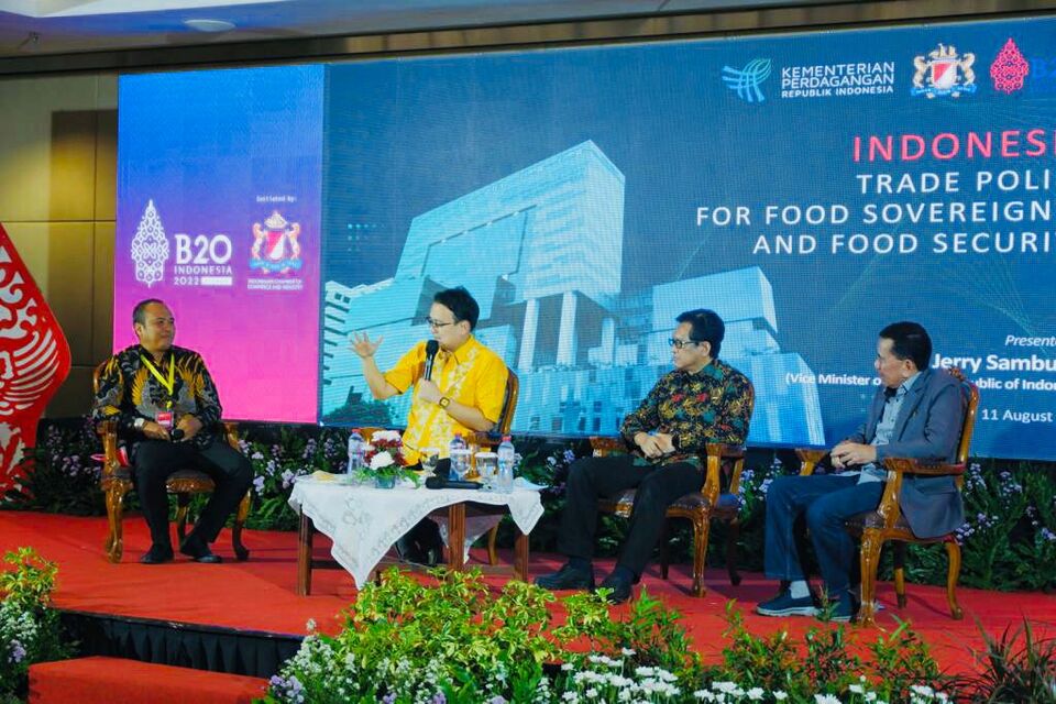 Wamendag Jerry Sambuaga saat acara B-20 Side Event InaGRO Business Forum 2022 dalam rangkaian InaGRO Expo 2022 Kadin Jatim di Surabaya, Kamis, 11 Agustus 2022.