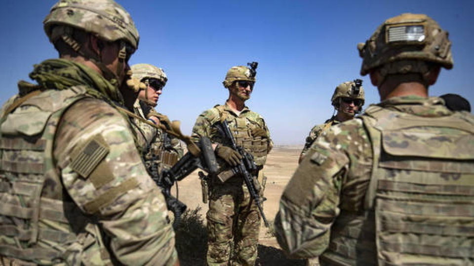 Tentara AS menghadiri latihan militer bersama di provinsi Hasakah timur laut Suriah pada 7 September 2022. 