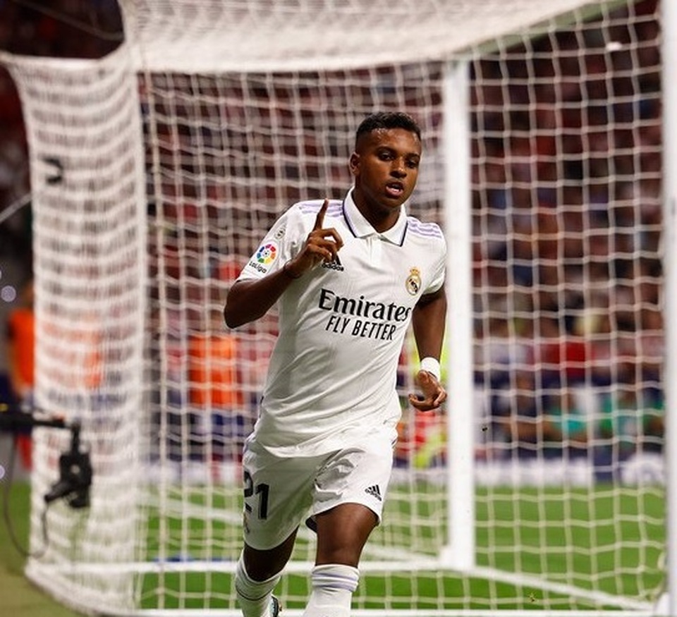 Selebrasi striker Real Madrid, Rodrygo.