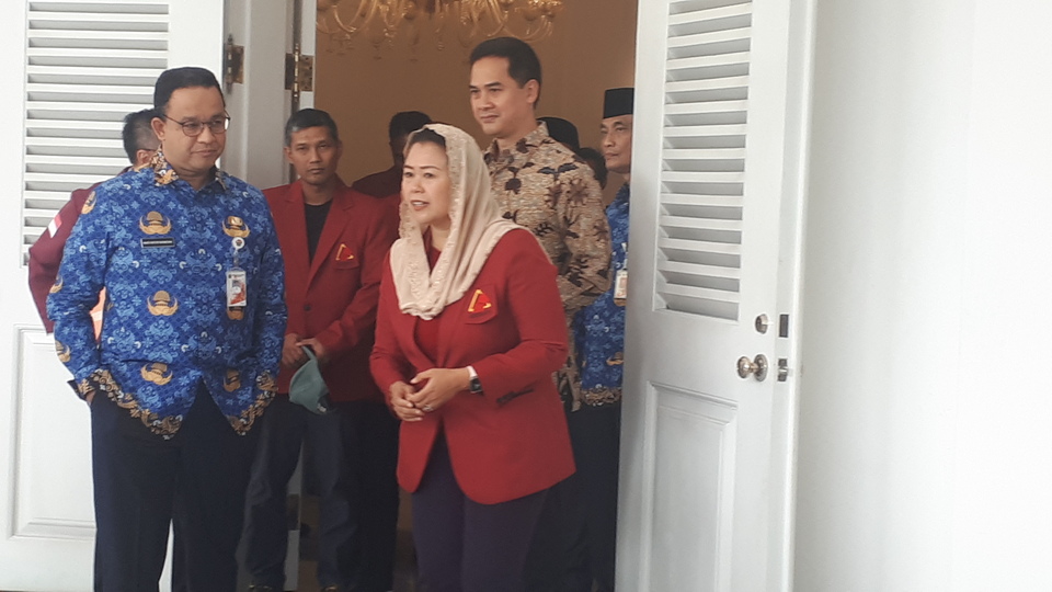 Gubernur DKI Jakarta Anies Baswedan bertemu Yenny Wahid usai membahas World Cup 2022 Panjat Tebing, di Balai Kota Jakarta, Senin 19 September 2022