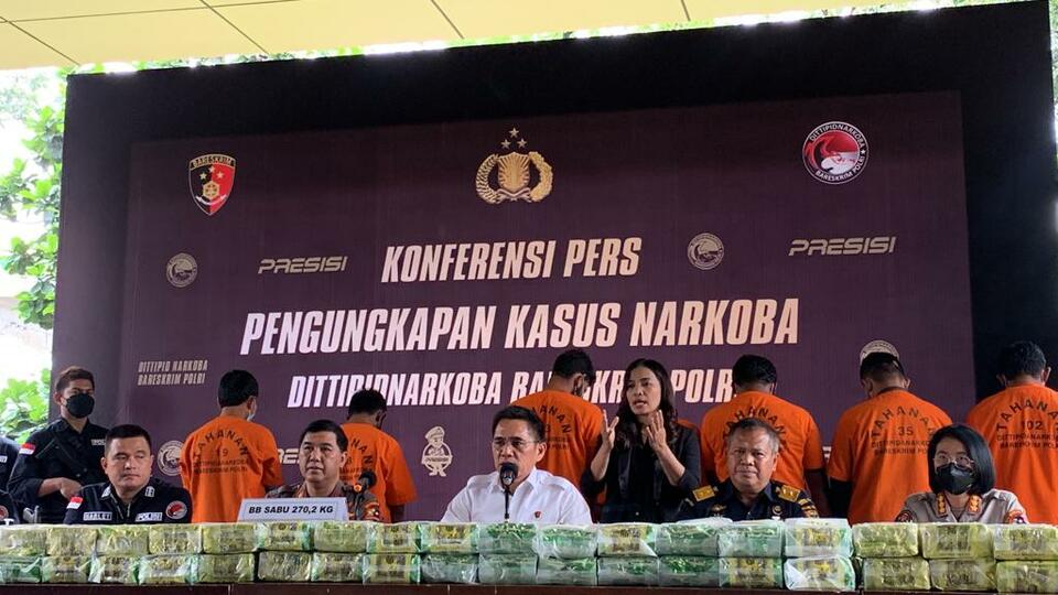 Bareskrim Ungkap 4 Kasus Narkoba, 270,2 Kg Sabu Disita