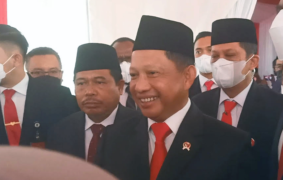 Mendagri Tito Karnavian seusai peresmian dan pelantikan 3 penjabat gubernur DOB Papua di Lapangan Plaza Kantor Pusat Kemendagri, Jalan Merdeka Utara, Jakarta Pusat, Jumat, 11 November 2022.