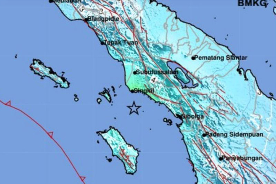 Gempa berkekuatan M 6,2 melanda Kabupaten Aceh Singkil, Aceh, Senin, 16 Januari 2023.