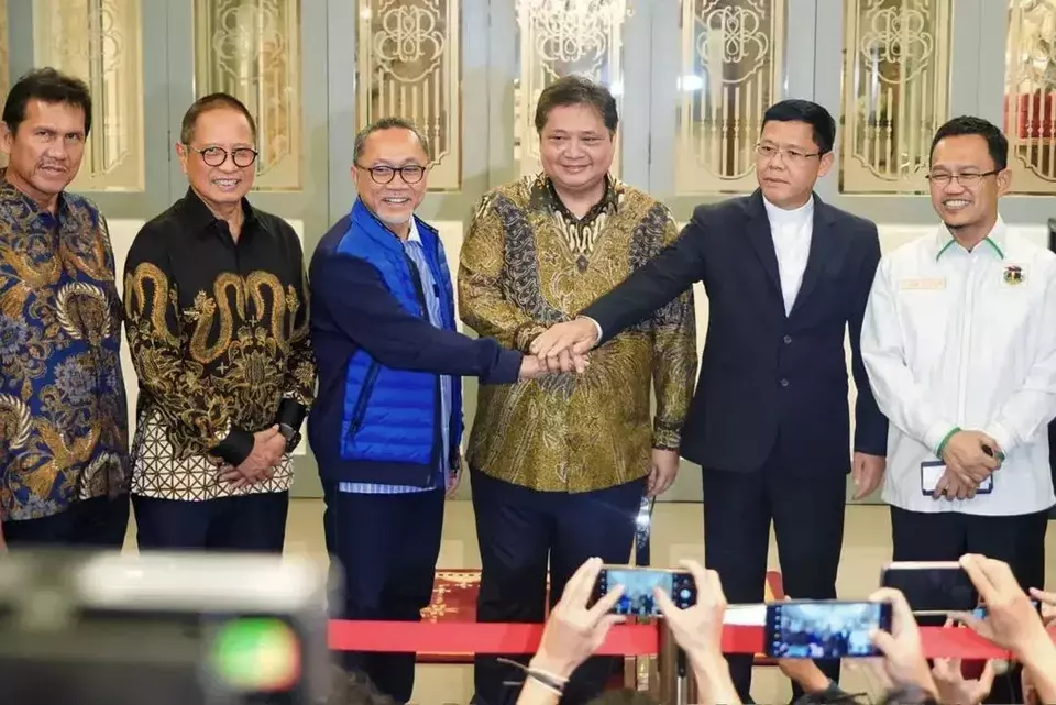 Para Ketum partai di Koalisi Indonesia Bersatu, Ketum PAN Zulkifli Hasan, Ketum Golkar Airlangga Hartarto dan Plt Ketum PPP Muhammad Mardiono