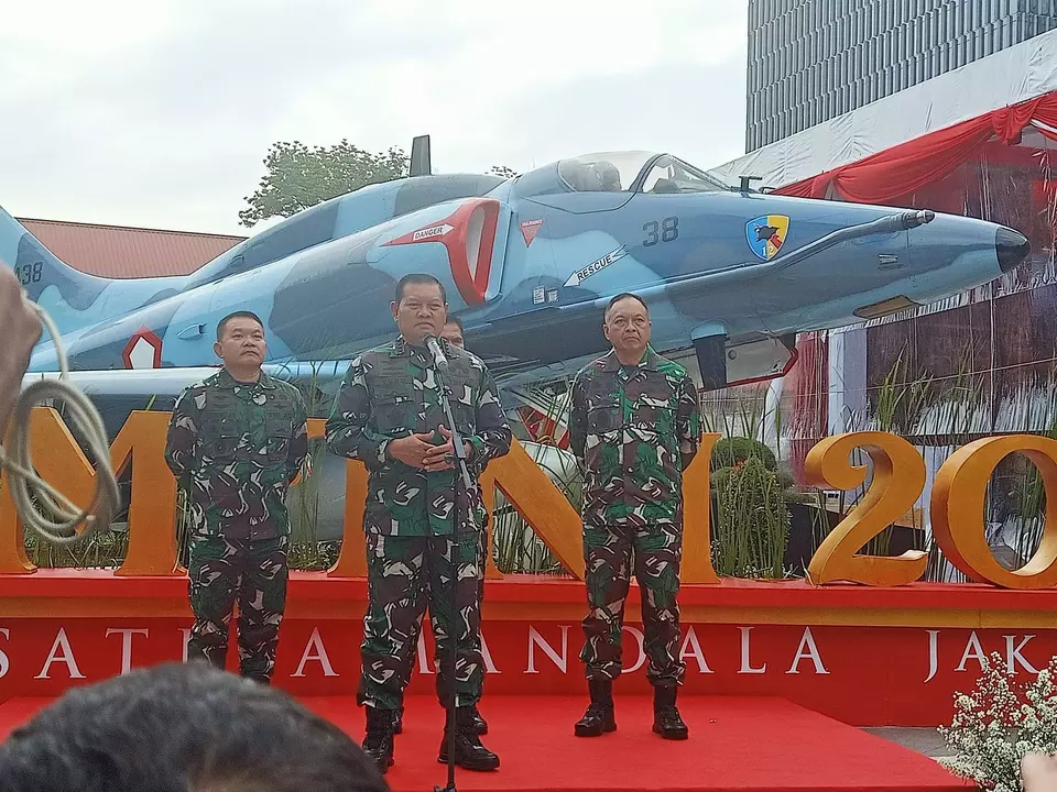 Panglima TNI Laksamana Yudo Margono saat konferensi pers usai Rapat Pimpinan TNI 2023 di Museum Satria Mandala, Jakarta Selatan, Kamis 9 Februari 2023.