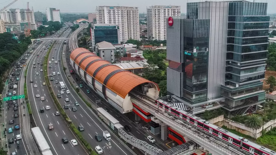 Progres proyek LRT Jabodebek.