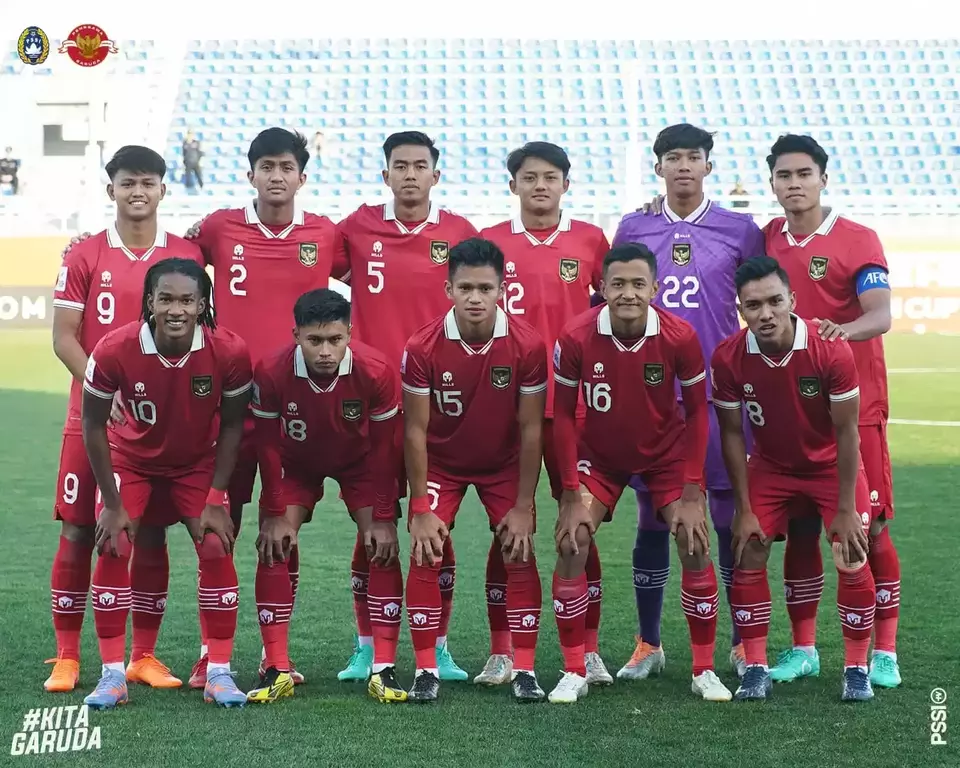 Timnas U-20 Indonesia saat tampil menghadapi Irak dalam Piala Asia U-20 di Uzbekistan, Rabu 1 Maret 2023.
