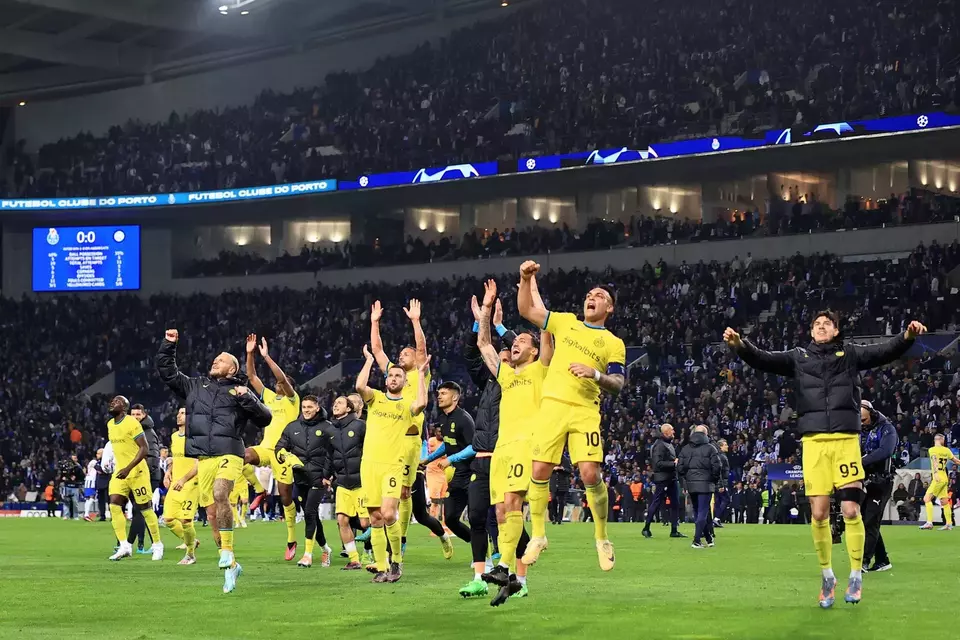 Selebrasi pemain Inter Milan.