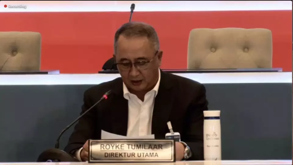 Direktur Utama BNI Royke Tumilaar dalam konferensi pers Rapat Umum Pemegang Saham Tahunan (RUPST) BNI Tahun Buku 2022, Rabu (15/3/2023).