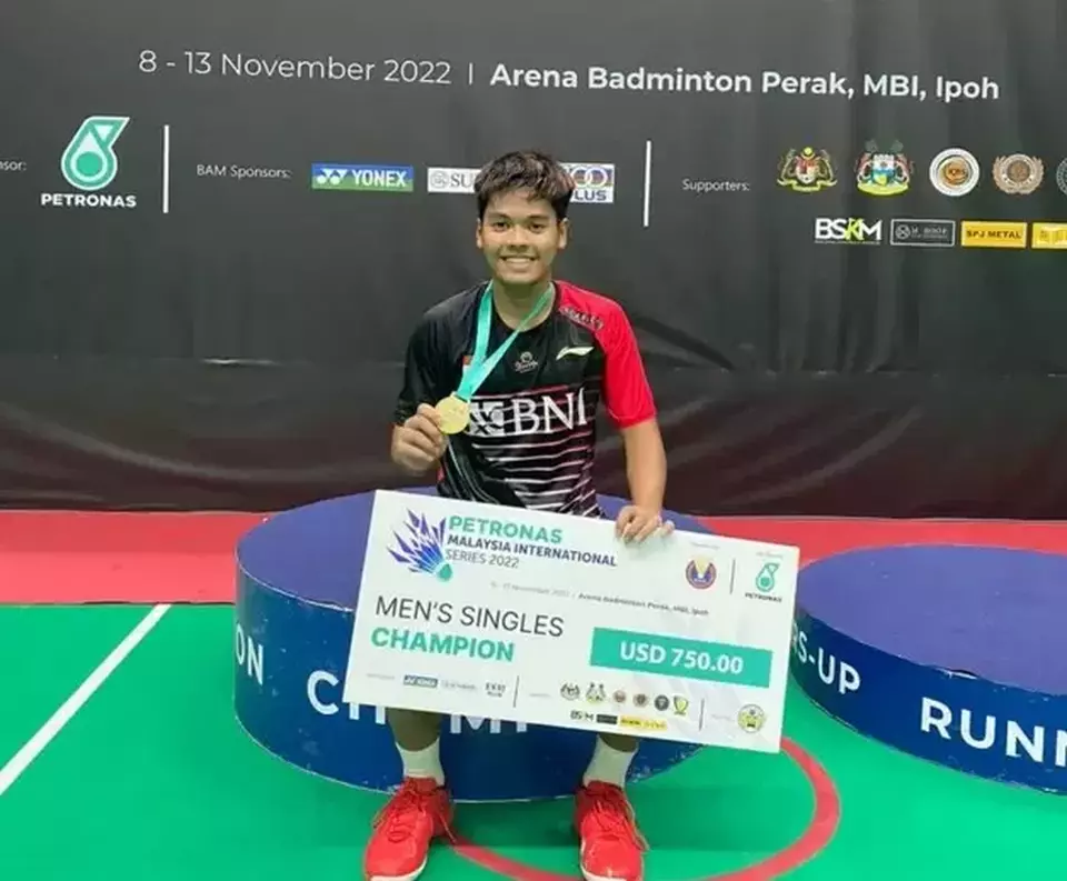 Syabda Perkasa Belawa ketika menjuarai Malaysia International Series 2022.