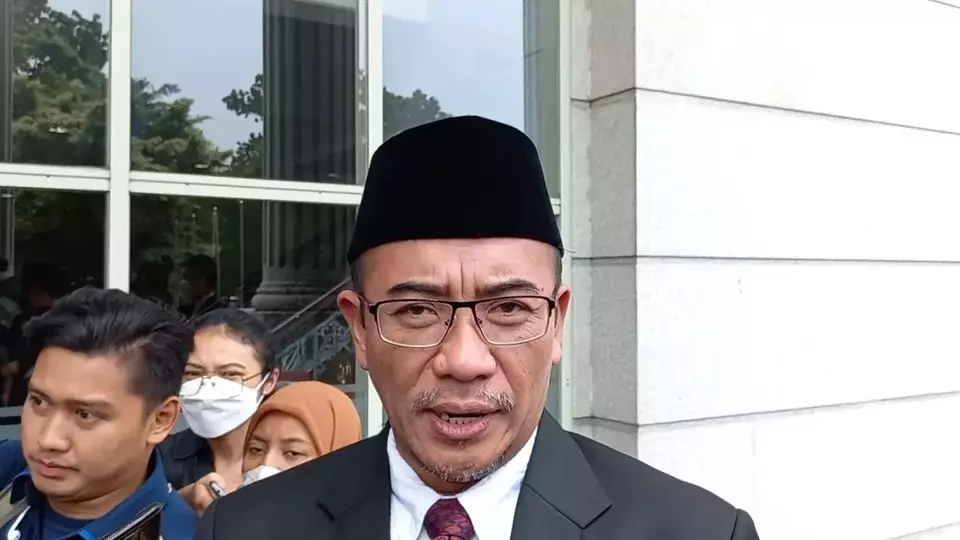 Ketua KPU Hasyim Asy'ari di Gedung MK, Jakarta, Senin, 20 Maret 2023.