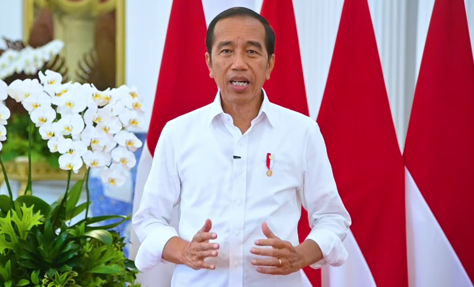 Presiden Joko Widodo atau Jokowi memberikan keterangan pers terkait larangan menteri dan pejabat negara menggelar buka puasa bersama (bukber), Senin, 27 Maret 2023.