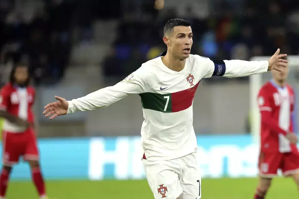 Cristiano Ronaldo saat membela Timnas Portugal.