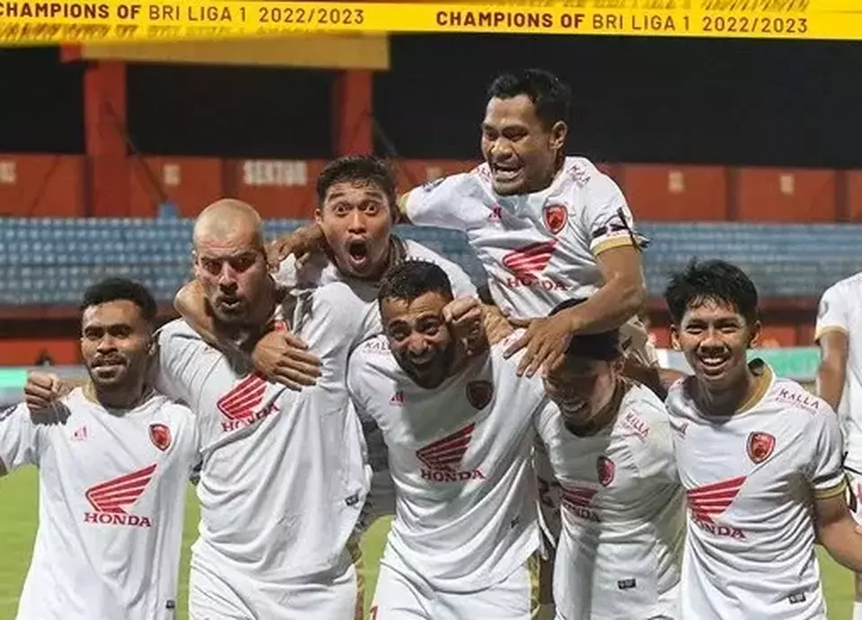 Selebrasi pemain PSM Makassar.