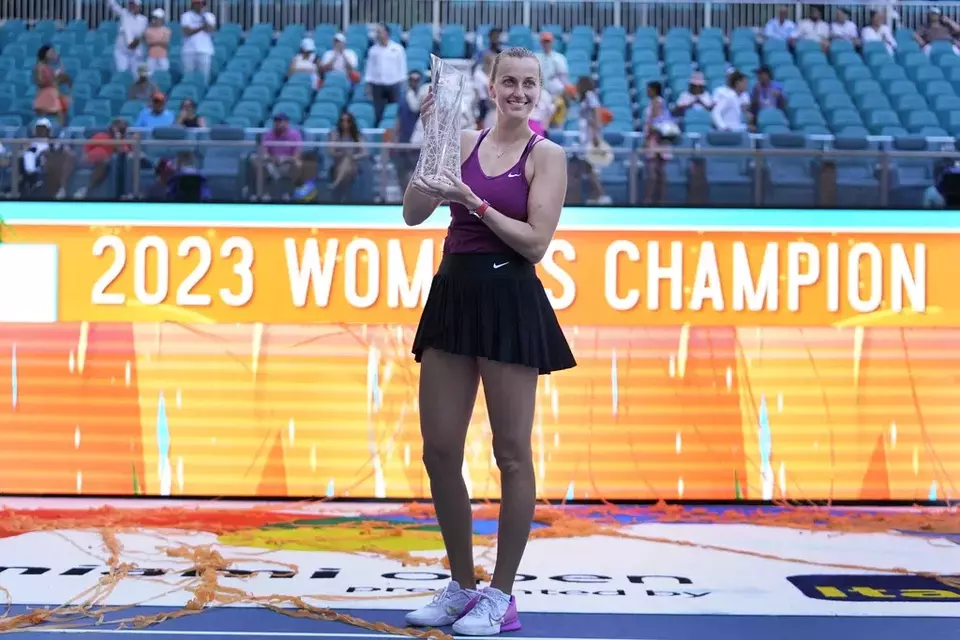 Petra Kvitova merebut gelar juara Miami Open 2023.