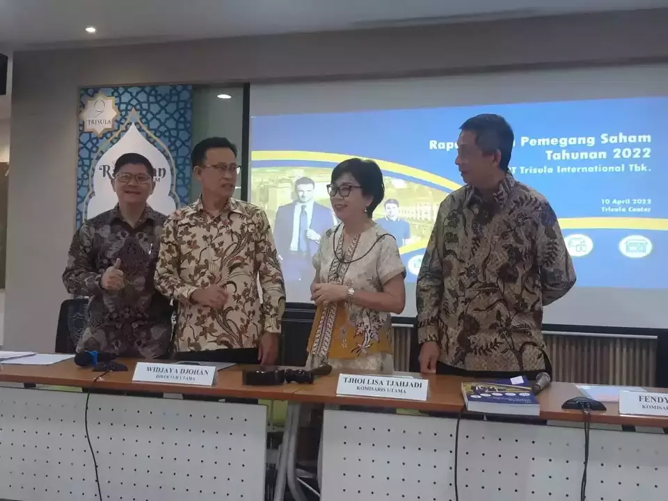Rapat Umum Pemegang Saham Tahunan (RUPST) PT Trisula International Tbk (TRIS), di Jakarta, Senin, 10 April 2023.