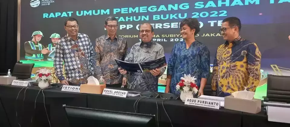 Rapat Umum Pemegang Saham Tahunan (RUPST) PT Pembangunan Perumahan (Persero) Tbk (PTPP) di Jakarta, Rabu, 12 April 2023.