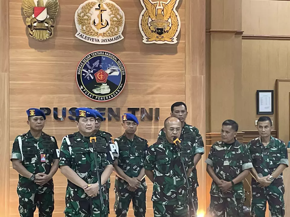 Konferensi pers Danpuspom TNI di Mabes TNI Cilangkap, Jakarta Timur, Jumat, 21 April 2023. 