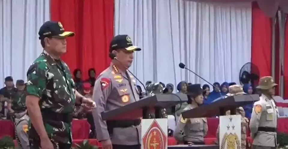 Panglima TNI Laksamana Yudo Margono dan Kapolri Jenderal Listyo Sigit Prabowo membuka Latihan Integrasi Taruna Wreda (Latsitarda) Nusantara ke-43,  Sabtu, 20 Mei 2023.