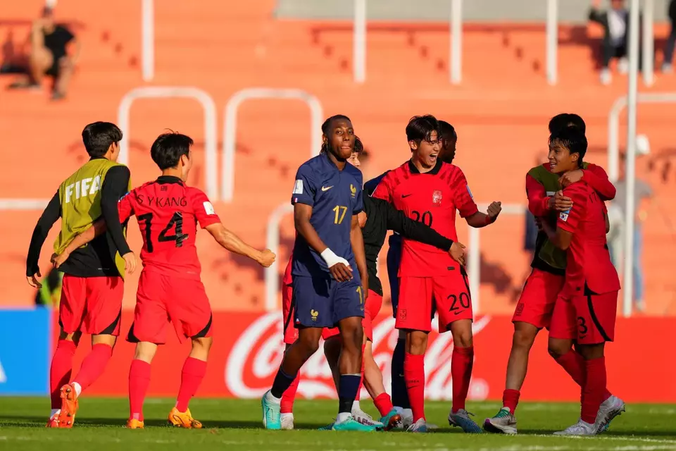 Pertandingan Korea Selatan U-20 melawan Prancis 2-1 dalam laga perdana Grup F Piala Dunia U-20 di Estadio Malvinas Argentinas di Mendoza, Argentina barat, Selasa, 23 Mei 2023.