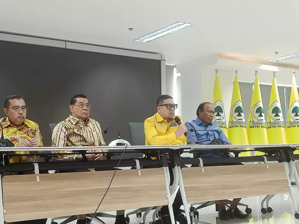 Ketua SC Rakernas Golkar Ahmad Doli Kurnia saat konferensi pers di Kantor DPP Partai Golkar, Jalan Anggrek Nelly Murni, Jakarta, Minggu, 28 Mei 2023.