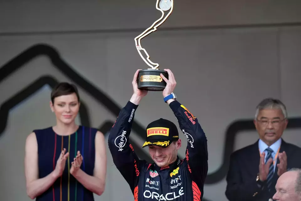 Max Verstappen dari Red Bull finis terdepan di balapan Grand Prix Monaco, Minggu, 28 Juni 2023.