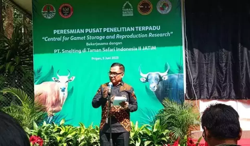 Kasubsatgas Sinergitas Penanggulangan Terorisme Wilayah Jawa Timur Kolonel Pas Sujatmiko dalam Peresmian Pusat Penelitian Terpadu di Prigen, Jawa Timur, Senin 5 Juni 2023. 