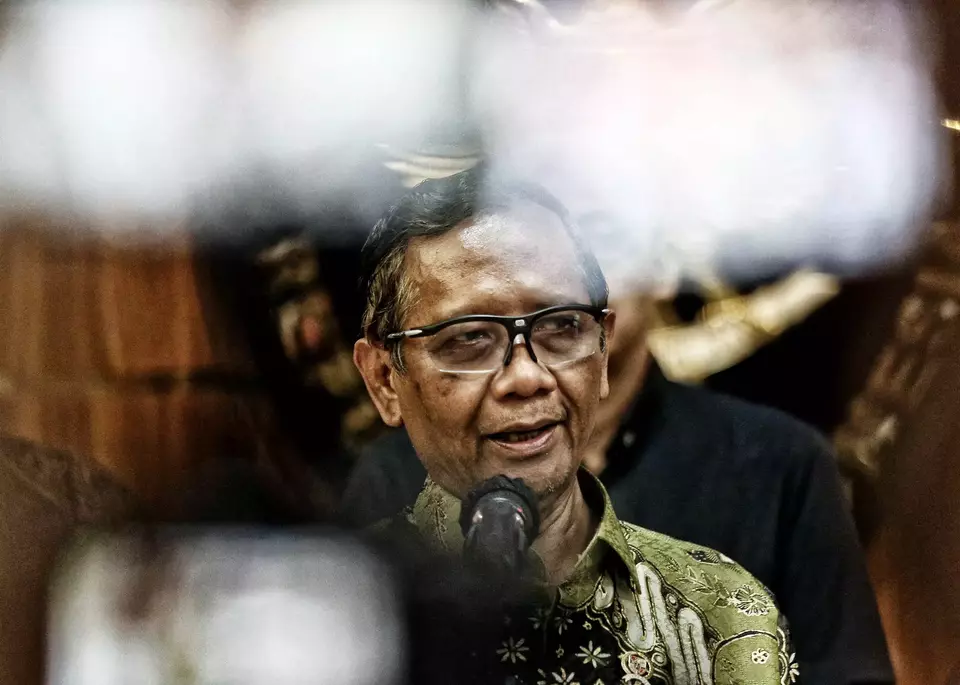 Menko Polhukam Mahfud MD memberikan keterang di Kantor Kemenko Polhukam, Jakarta, Jumat 9 Juni 2023.