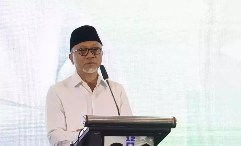 Pendiri SMA Kebangsaan Zulkifli Hasan di acara Prasetya Alumni Angkatan 8 Asthabrata, di Kalianda, Lampung Selatan, Sabtu, 10 Juni 2023.