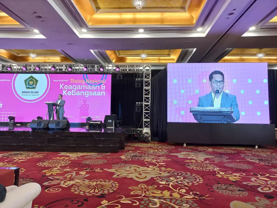 Direktur Jenderal Bimbingan Masyarakat Islam Kemenag, Kamaruddin Amin dalam acara Islami Festival di Redtop Hotel, Jakarta, Sabtu, 10 Juni 2023.