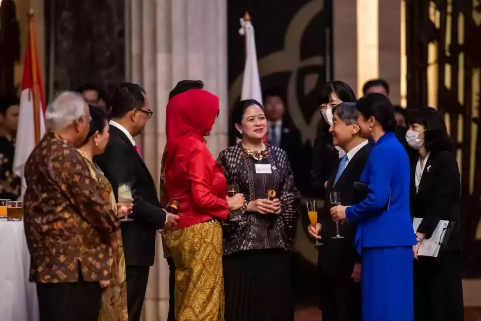 Ketua DPR Puan Maharani bertemu dengan Kaisar Jepang Hironomiya Naruhito di Ballroom Hotel Kempinski, Senayan, Jakarta Pusat, Senin, 19 Juni 2023.