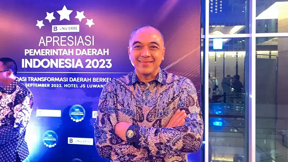 Bupati Tangerang, Ahmed Zaki Iskandar dalam acara malam penganugerahan APDI 2023 di Hotel JS Luwansa, Rasuna Said, Jakarta Selatan, Selasa, 12 September 2023.