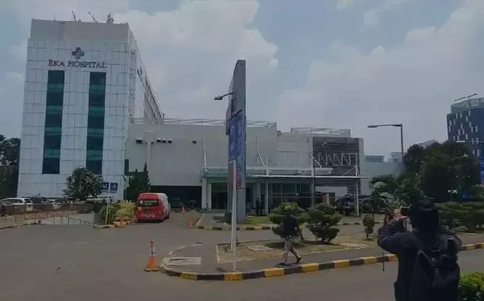 Suasana RS Eka Hospital setelah terjadinya ledakan, Kamis, 21 September 2023.