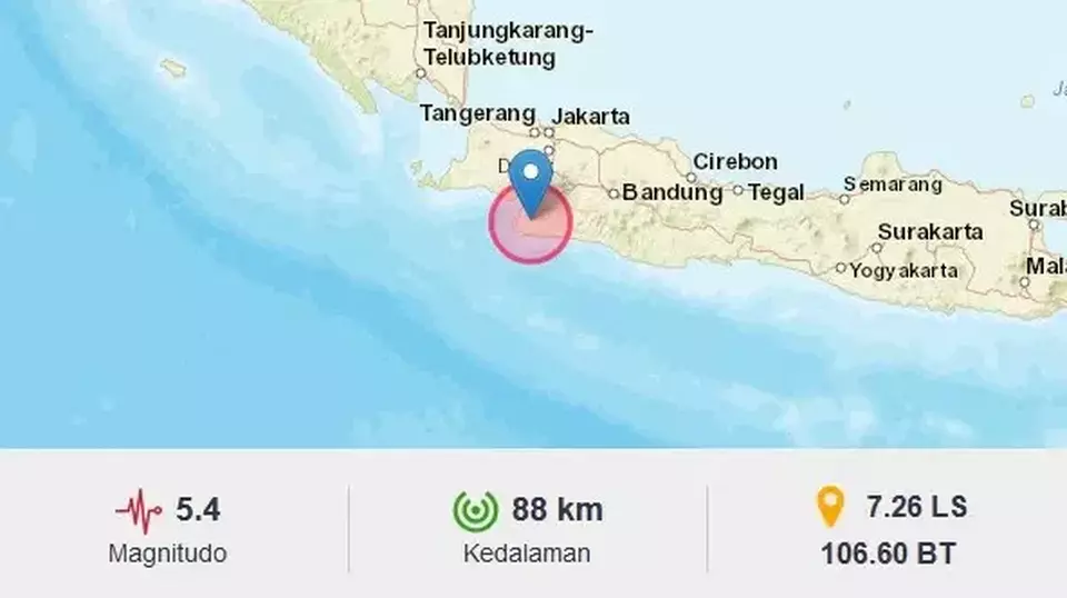 Gempa bumi yang mengguncang Sukabumi, Jawa Barat.