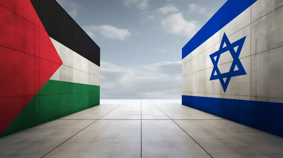 Ilustrasi bendera Israel-Palestina.