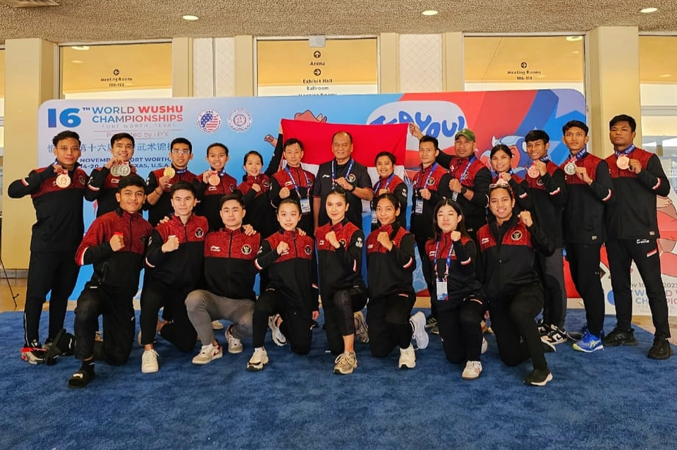 Timnas Wushu Indonesia sukses memborong 11 medali pada Kejuaraan Dunia 2023 yang digelar di Texas, Amerika Serikat. 