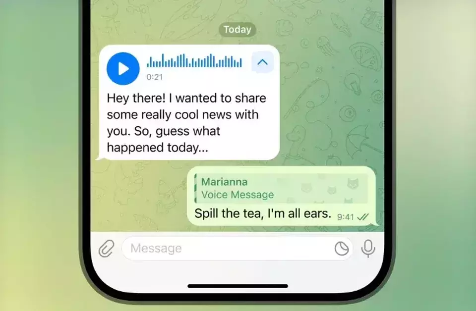 Pengguna gratis aplikasi Telegram kini bisa ubah suara menjadi teks