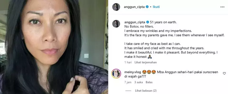 Penyanyi Anggun mensyukuri wajah alami yang ia miliki. 