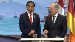 Presiden Joko Widodo atau Jokowi bersama Kanselir Jerman Olaf Scholz secara resmi membuka paviliun Indonesia di Hannover Messe 2023, Senin (17/4/2023). (Youtube Sekretariat Presiden)