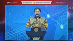 Menteri Koordinator Bidang Perekonomian Airlangga Hartarto dalam opening ceremony Festival Ekonomi Keuangan Digital Indonesia yang dipantau secara virtual pada Senin (8/5/2023).