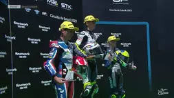 Pembalap Pertamina Mandalika SAG Racing Team Carlos Tatay berhasil meraih podium kedua pada Race 1 Moto2 European Estoril di Portugal. (Dok. Pertamina)