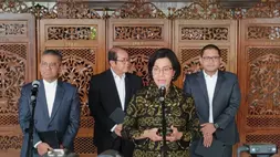 Menteri Keuangan Sri Mulyani Indrawati usai mengikuti Rapat Paripurna di Gedung DPR pada Jumat (19/5/2023).
