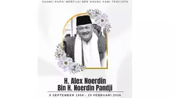 Kabar duka: Mantan Gubernur Sumsel Alex Noerdin meninggal dunia di Jakarta (25/2/2026). Sosok pelopor sekolah dan berobat gratis.