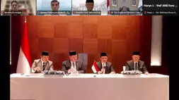 Menteri ESDM Bahlil Lahadalia (kedua dari kanan) dalam konferensi pers virtual terkait Kebijakan-kebijakan pemerintah dalam menyikapi kondisi geopolitik global saat ini pada Selasa (31/3/2026). (Tangkapan layar: Zoom, Investor Daily/Prisma Ardianto)