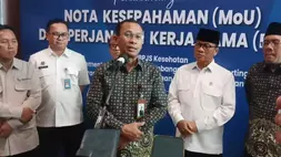 Direktur Utama BPJS Kesehatan, Mayjen TNI (Purn) Prihati Pujowaskito di Kantor Pusat BPJS Kesehatan, Jakarta, pada Selasa (7/4/2026). (B-Universe Photo/Erfan Maruf)