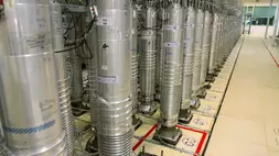 Sentrifugal di pabrik pengayaan uranium Natanz, Iran tengah. (Foto: Organisasi Energi Atom Iran via AP)