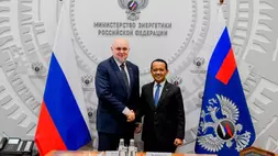 Menteri Energi dan Sumber Daya Mineral (ESDM), Bahlil Lahadalia dalam pertemuan teknis dengan Menteri Energi Rusia, Sergey Tsivilev di Moskwa pada Rabu (14/4/2026) waktu setempat. (Foto: Kementerian ESDM)
